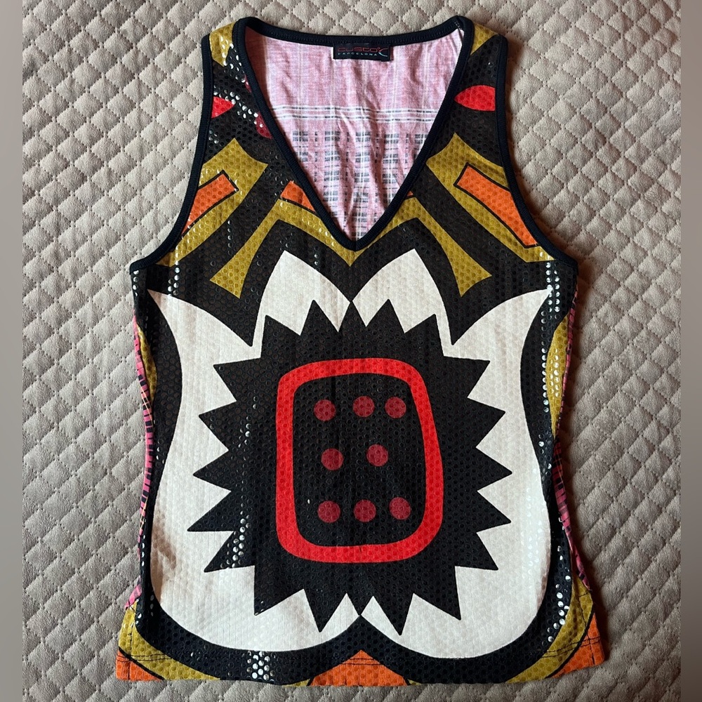 Custo Barcelona Multi-Patterned Black & Pink Top